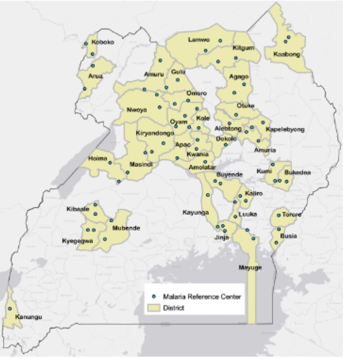 Map of test sites in Uganda