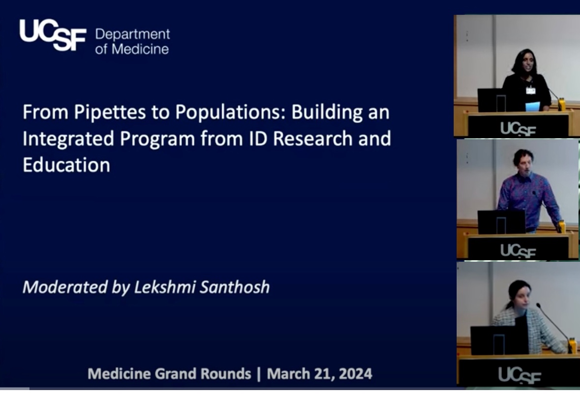 zoom slide titled" From Pipettes to Populations: Building an Integrated Program for ID Research and Education"