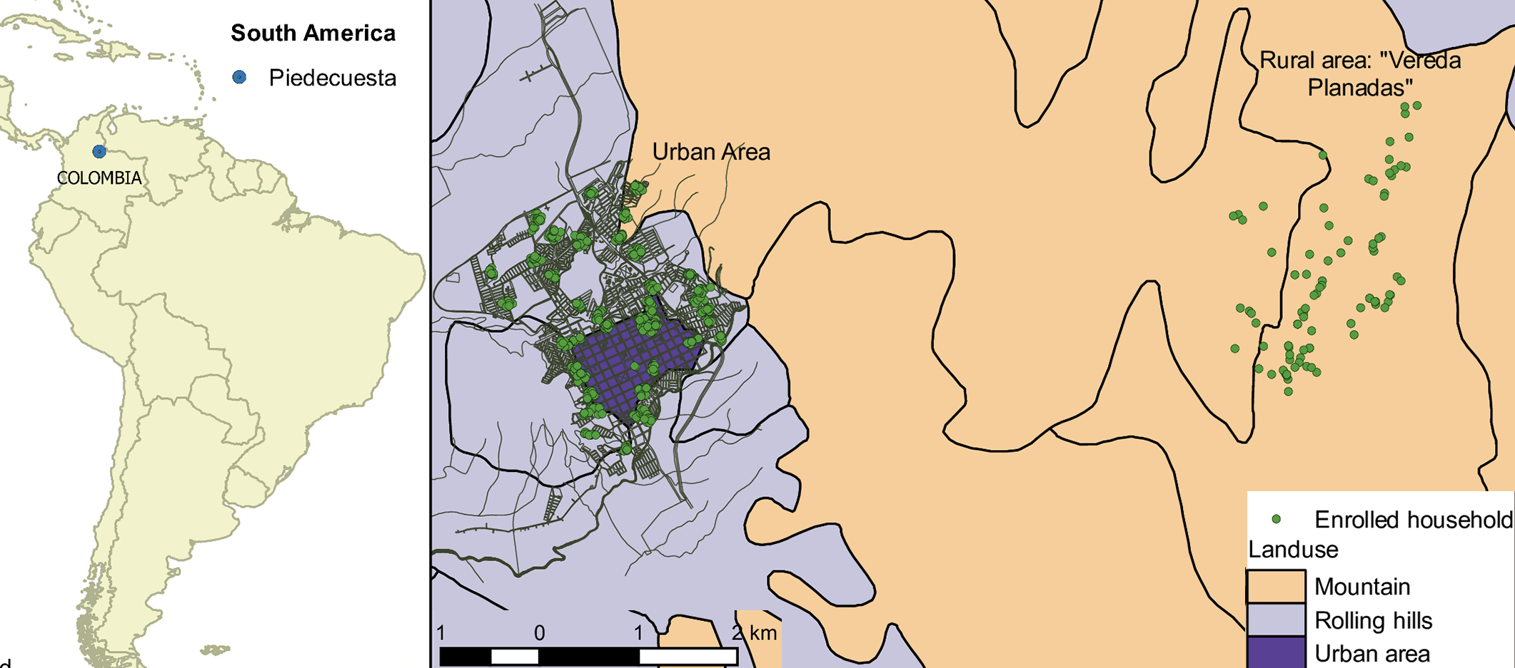  Location of enrolled households in Piedecuesta, Colombia